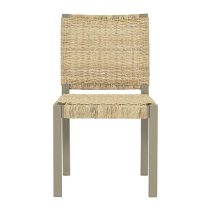 English Elm Farmhouse Solid Wood Dining Chairs Set of 2 with Rattan Backrest, Champagne Finish, Durable Craftsmanship Gold N842P271333E