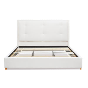 English Elm Jennifer Taylor Home - Miramar King Upholstered Cushion-Back Platform Bed Frame In Antique White For Coastal Elegance B2719P238242