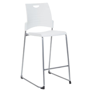 OSP Home Furnishings Tall Stacking Counter Height Chair with Steel Frame for Breakrooms and Training Spaces White DC8309C25-11