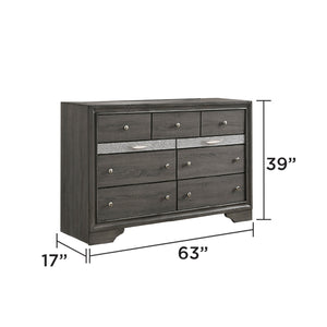 English Elm Traditional Queen 5 PC Storage Bedroom Set Gray – Engineered Wood Bed, 7-Drawer Dresser, Mirror, Chest 808857661555
