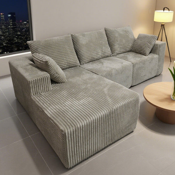 English Elm Corner Modular Sectional Sofa with Plush Fabric Converts to Loveseat or Guest Bed Gray W3064S00002