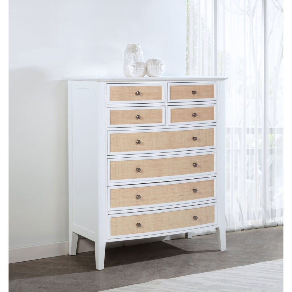 English Elm Talia Eight Drawer Chest with Rattan Fronts and Felt Lined Coastal Bedroom Storage B062P440322