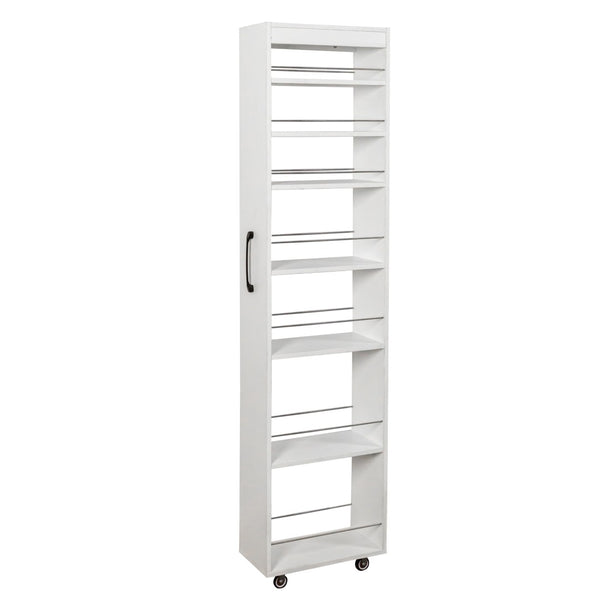English Elm 7 Tier Rolling Slim Kitchen Organizer with Open Shelves and Casters for Narrow Spaces W331P374571