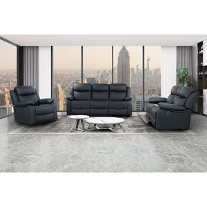 English Elm Blanche Manual Reclining Sofa with Led Accent Lighting for Modern Media Rooms Black B201P412036