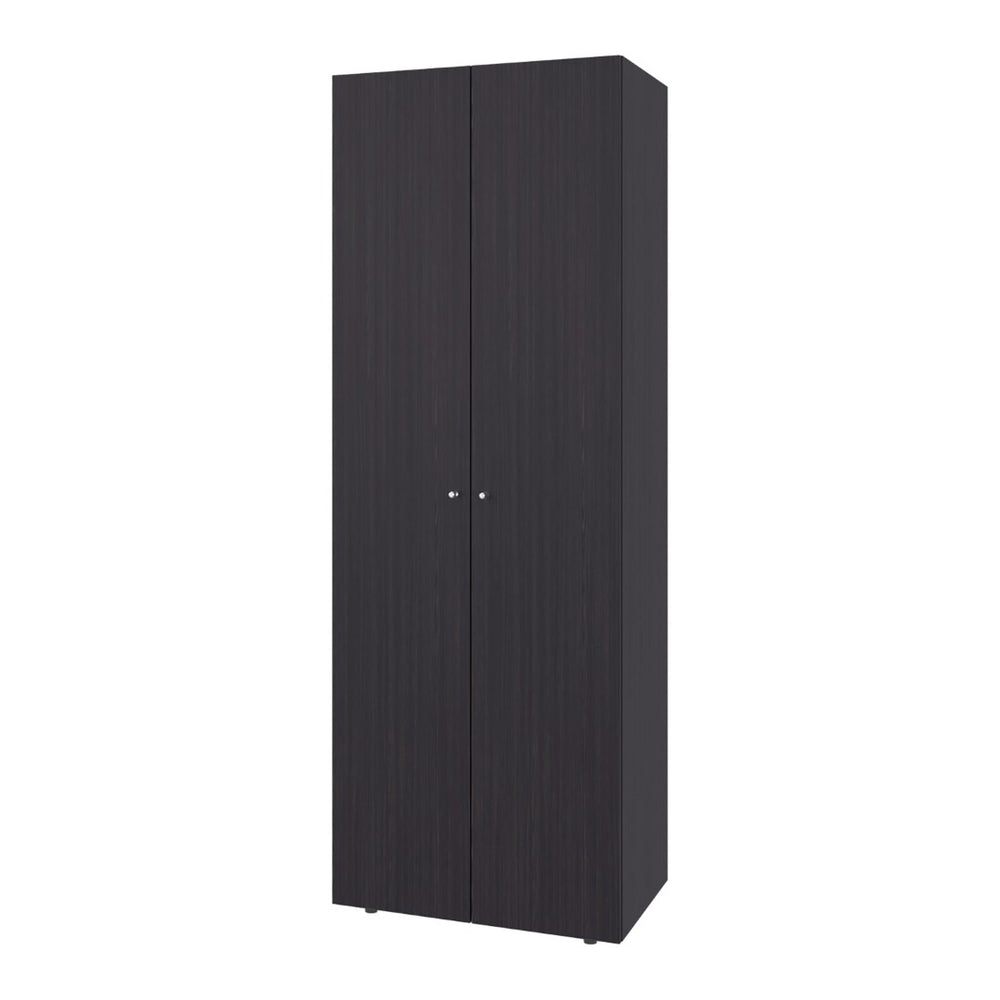 English Elm Wenge 2-Door Tall Wardrobe Cabinet – Elegant Storage Solution For Compact Spaces With Rich Finish B062P373779-GIGA