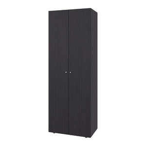 English Elm Wenge 2-Door Tall Wardrobe Cabinet – Elegant Storage Solution For Compact Spaces With Rich Finish B062P373779-GIGA