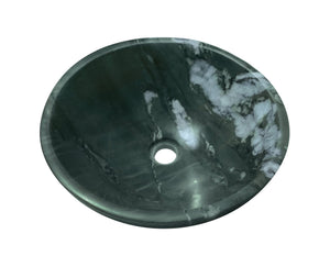 English Elm Green Natural Marble Vessel Sink - Polished Finish, Unique Veining, Elegant Bathroom Upgrade  ⌀15.7" W1696P333279