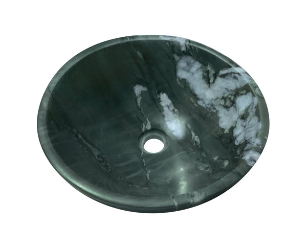 English Elm Green Natural Marble Vessel Sink - Polished Finish, Unique Veining, Elegant Bathroom Upgrade  ⌀15.7" W1696P333279