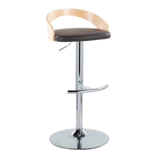 English Elm Grotto Modern Adjustable Barstools Set Of 2 With Swivel Chrome Base, Faux Leather & T Footrest B202S00915
