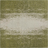 Unique Loom Outdoor Modern Ombre Machine Made Abstract Rug Green, Ivory 10' 8" x 10' 8"