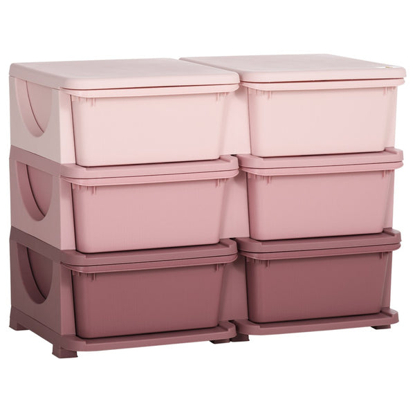 English Elm Qaba 3 Tier Kids Storage Unit – Colorful 6 Drawer Toy Organizer For Playrooms & Bedrooms, Pink W2225P217321-GIGA