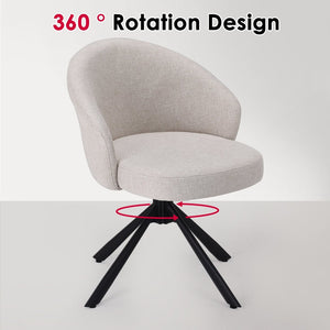 English Elm Swivel Linen Armchairs Set of 2 with 360 Rotation Matte Black Legs Modern Dining T3623P432025