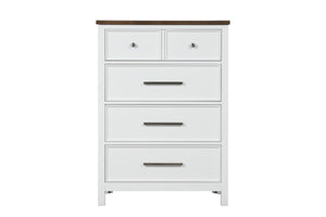 English Elm Modern Farmhouse Two-Tone 8-Drawer Chest 34"W x17"D x48"H White & Dark Brown, Dovetail Drawers, Nickel Hardware B2741P370381