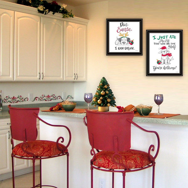 English Elm Trendy Holiday Framed Wall Art Set of 2 Humorous Prints for Bedroom Living Room B067P256618