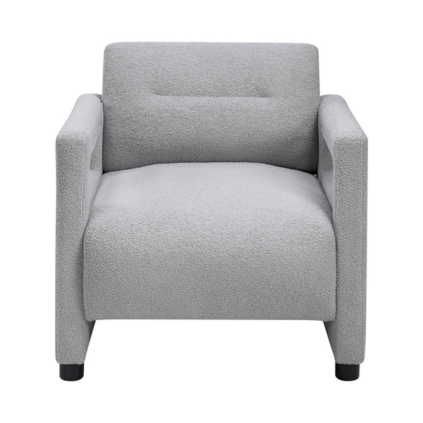 English Elm Luxury Modern Boucle Accent Chair with Plywood Frame, Pocket Coil Support, Foam Padding, 300lb Capacity Gray 30 L x 25 W x 19.5 H B011P304427