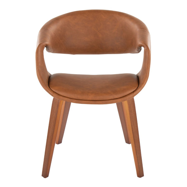 English Elm Upholstered Faux Leather Dining Chairs with Walnut Bentwood Legs Mid-century Set of 2 B202S02085