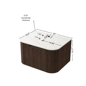 English Elm Dina Wall Mounted Bathroom Vanity Cabinet Walnut Woodgrain with Marble Countertop W2615P257422