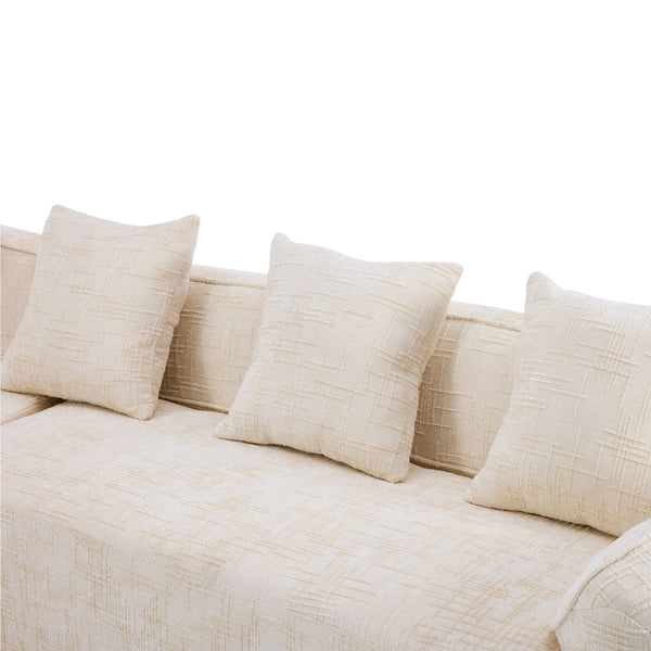 English Elm Beige Chenille L-shaped Sectional Sofa with Chaise Deep Seating and Curved Armrests Beige W3612S00017