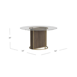 Basset Mirror Stefan Mid-century Modern Dining Table With Champagne Metal Frame & Chalk Gray Stain For 4 Guests Brown Mdf,Mindi Veneer,Metal 9715-700-095