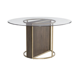 Basset Mirror Stefan Mid-century Modern Dining Table With Champagne Metal Frame & Chalk Gray Stain For 4 Guests Brown Mdf,Mindi Veneer,Metal 9715-700-095