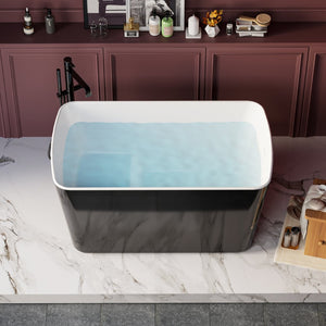 English Elm 49'' Acrylic Freestanding Japanese Soaking Tub with Sit-in Seat and Chrome Drain W1573P170472