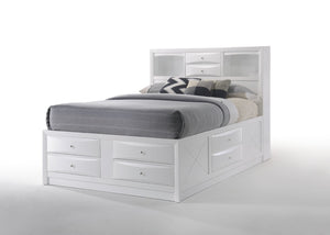 English Elm Ireland Storage Platform Bed Bookcase Headboard Eight Drawers Bedroom Organizer White B2726S00583