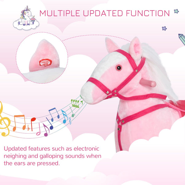 English Elm Rocking Pony Ride on Toy with Electronic Sounds Plush Saddle Metal Frame Toddler T3971P383488