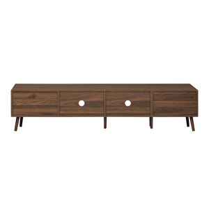 English Elm 76" Wood Grain Media Console with Glass Doors Deep Drawers and Living Room Storage N710P397467P