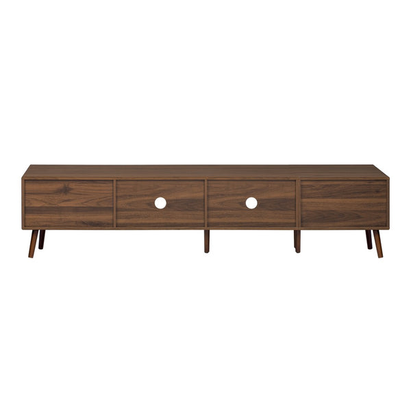 English Elm 76" Wood Grain Media Console with Glass Doors Deep Drawers and Living Room Storage N710P397467P