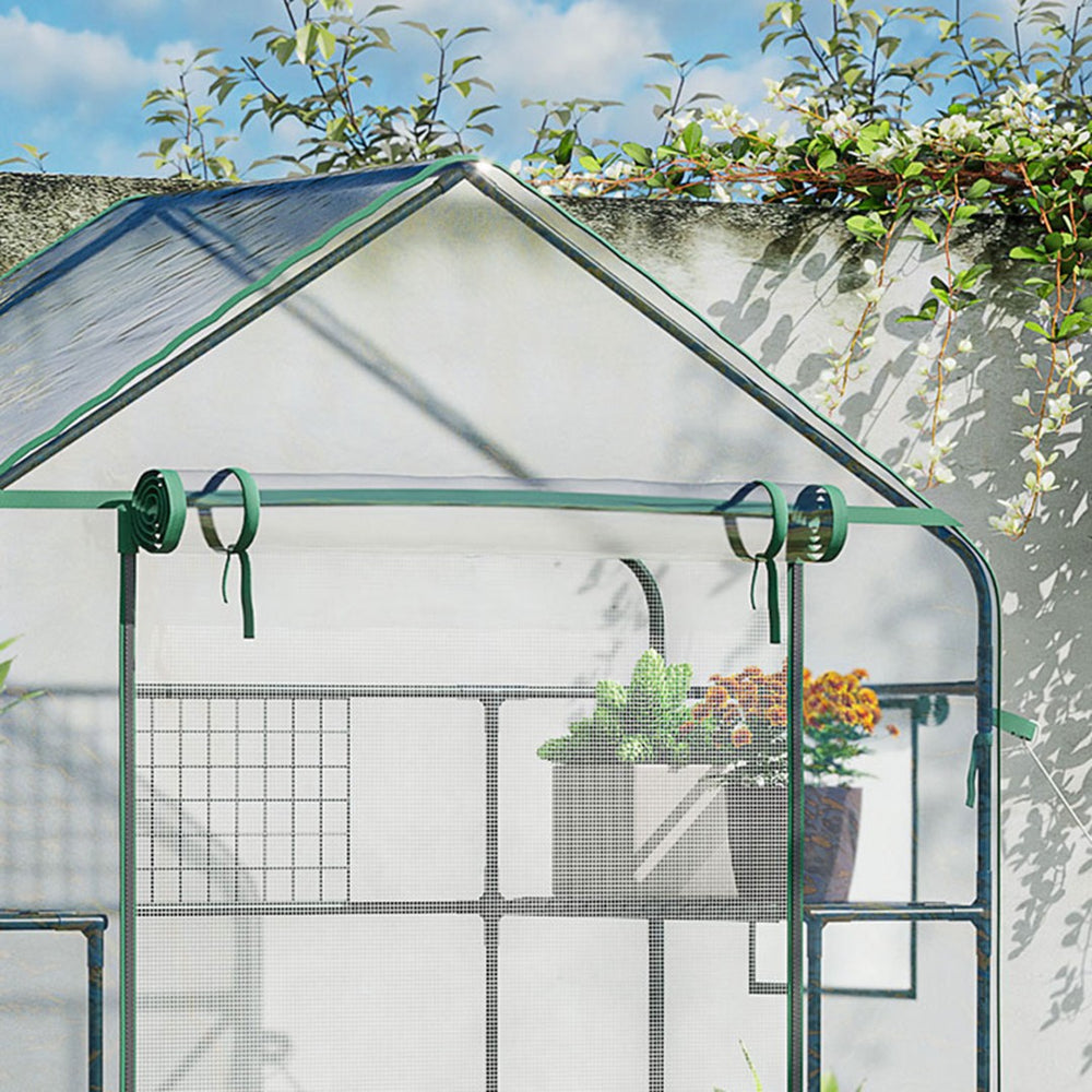 English Elm Outsunny Walk-in Portable Garden Greenhouse 6 Shelf Trellis Mesh Vent Cover W2225P229759