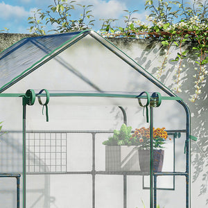 English Elm Outsunny Walk-in Portable Garden Greenhouse 6 Shelf Trellis Mesh Vent Cover W2225P229759