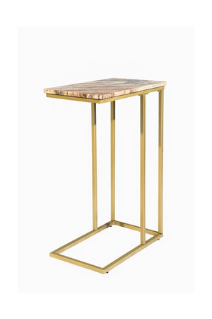 English Elm Marble C Table - Chic 24-Inch Accent Table With Metal Frame For Living Rooms, Bedrooms & Offices B346P320752