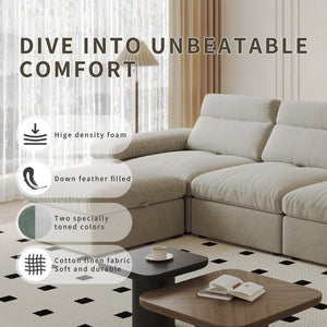 English Elm This modular cloud sofa offers adjustable reclining back, down-filled cushions, hidden storage and plush comfort for modern spaces Gray W3820S00007