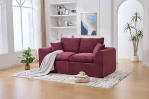English Elm UNITED Cloud Couch Modular Sectional Sofa with Corduroy Cover, Ergonomic 2-Seater, No Assembly Needed WINE RED W1568P371121
