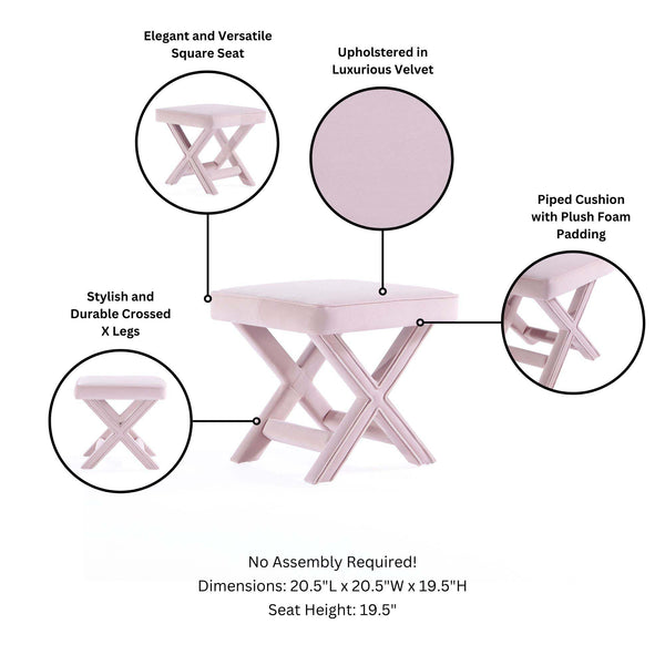 English Elm Abigail Plush Velvet Accent Bench In Pink - Elegant, Durable Design For Versatile Home Décor & Seating B365P398201