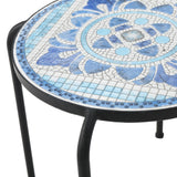 Christopher Knight Home® - Noble House - Skye Outdoor Blue and White Ceramic Tile Side Table with Iron Frame