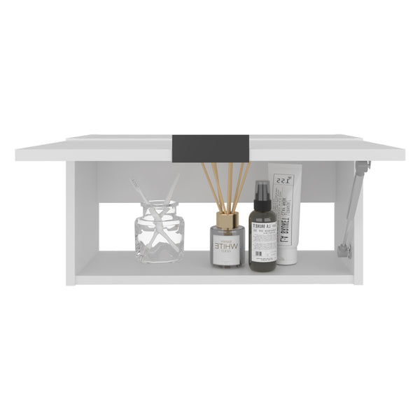 English Elm Coolidge Compact Pull-Up Wall Cabinet with Single Shelf, Durable MDP, White, Space-Saving Design B128P375301