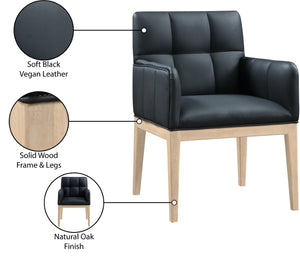 Meridian Furniture Adrian Vegan Leather Dining Arm Chair with Solid Wood Frame for Modern Home Seating Black 971 971Black-AC