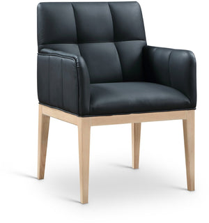 Meridian Furniture Adrian Vegan Leather Dining Arm Chair with Solid Wood Frame for Modern Home Seating Black 971 971Black-AC