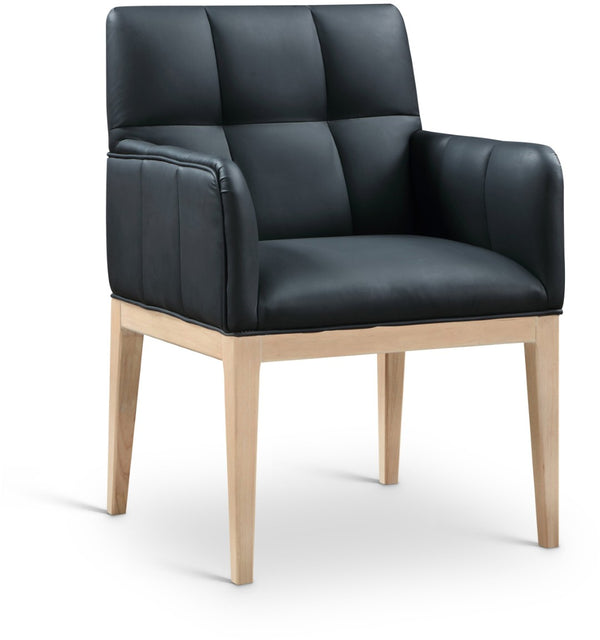 Meridian Furniture Adrian Vegan Leather Dining Arm Chair with Solid Wood Frame for Modern Home Seating Black 971 971Black-AC