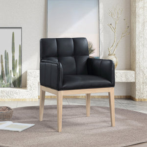 Meridian Furniture Adrian Vegan Leather Dining Arm Chair with Solid Wood Frame for Modern Home Seating Black 971 971Black-AC
