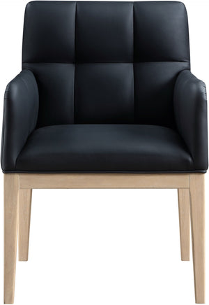 Meridian Furniture Adrian Vegan Leather Dining Arm Chair with Solid Wood Frame for Modern Home Seating Black 971 971Black-AC