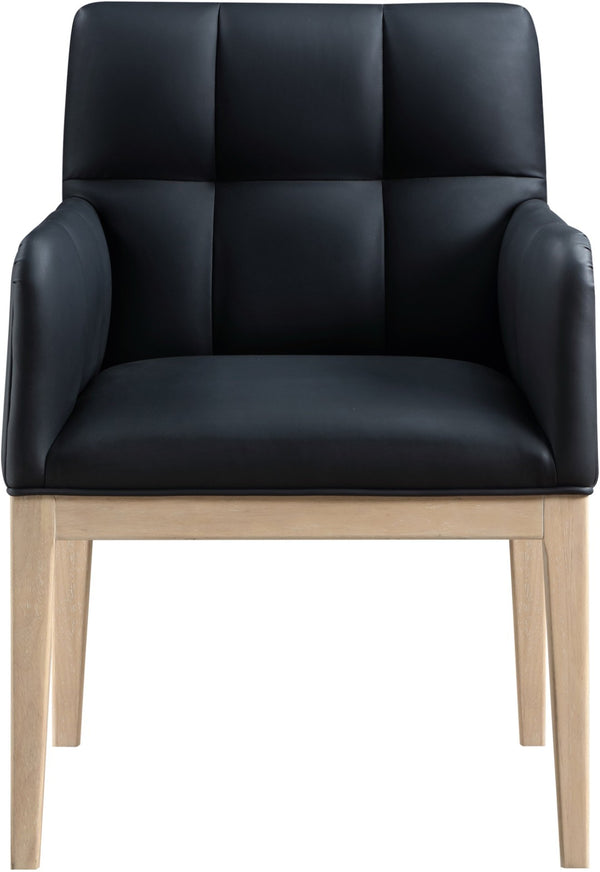 Meridian Furniture Adrian Vegan Leather Dining Arm Chair with Solid Wood Frame for Modern Home Seating Black 971 971Black-AC