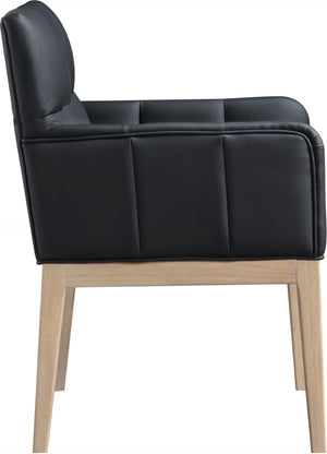 Meridian Furniture Adrian Vegan Leather Dining Arm Chair with Solid Wood Frame for Modern Home Seating Black 971 971Black-AC
