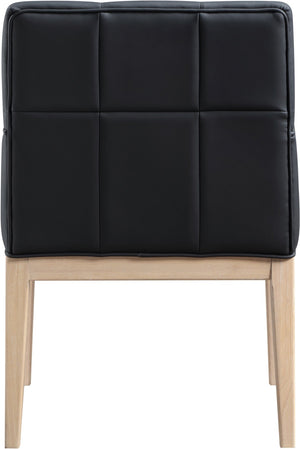 Meridian Furniture Adrian Vegan Leather Dining Arm Chair with Solid Wood Frame for Modern Home Seating Black 971 971Black-AC