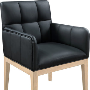 Meridian Furniture Adrian Vegan Leather Dining Arm Chair with Solid Wood Frame for Modern Home Seating Black 971 971Black-AC