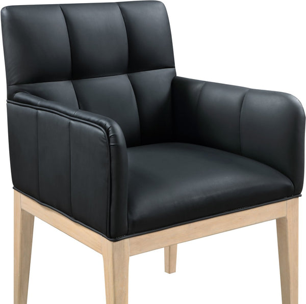 Meridian Furniture Adrian Vegan Leather Dining Arm Chair with Solid Wood Frame for Modern Home Seating Black 971 971Black-AC