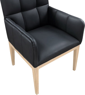 Meridian Furniture Adrian Vegan Leather Dining Arm Chair with Solid Wood Frame for Modern Home Seating Black 971 971Black-AC