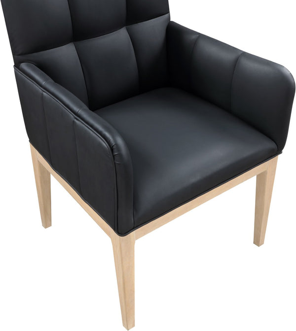 Meridian Furniture Adrian Vegan Leather Dining Arm Chair with Solid Wood Frame for Modern Home Seating Black 971 971Black-AC