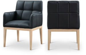 Meridian Furniture Adrian Vegan Leather Dining Arm Chair with Solid Wood Frame for Modern Home Seating Black 971 971Black-AC